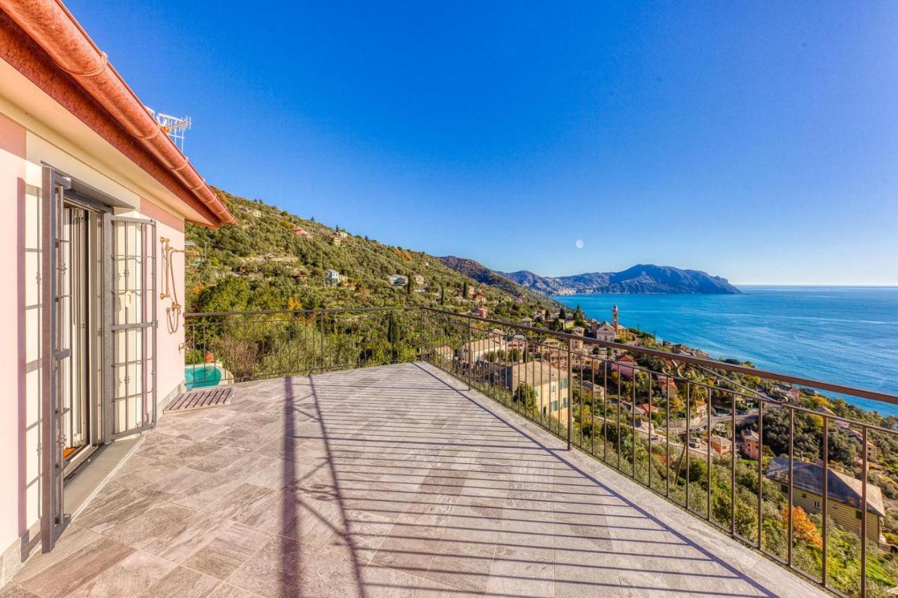 Apartamento Casaviva - Ampio Trilocale Vista Mare Con Piscina - Pieve Alta Pieve Ligure Exterior foto